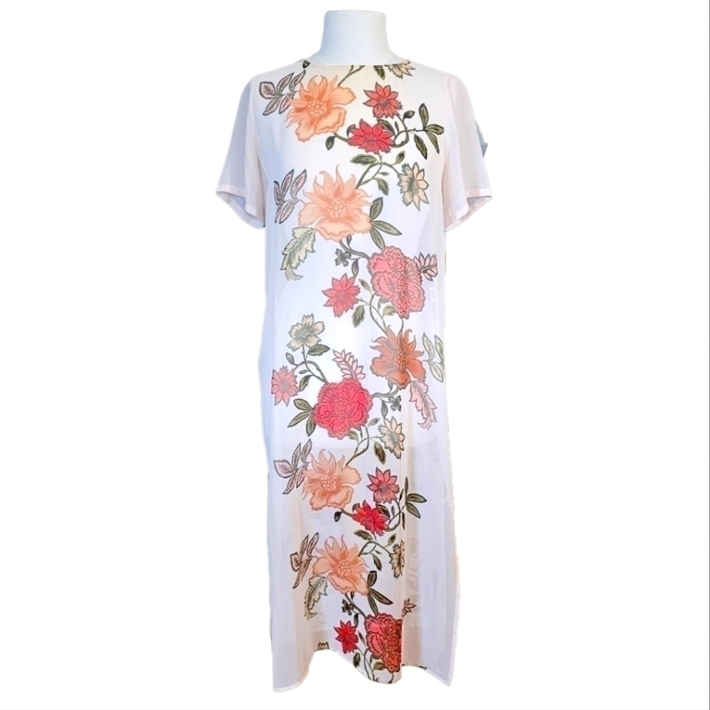 Vince Camuto Sheer Floral Maxi Coverup Size Small
